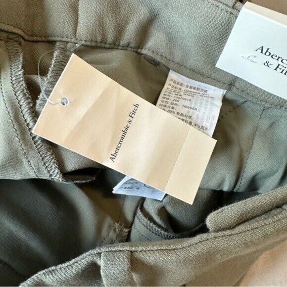 A&F Abercrombie & Fitch Sloane Tailored Pant Ultra High Wide Leg Olive Sz 26 - Picture 9 of 10